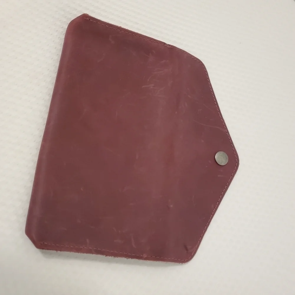 Hide and Drink Maroon Leather Large Snap Close Wallet, Unisex